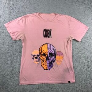 Cloak Skull Graphic T-Shirt Men L Pink Cyberpunk Hidden in Plain Sight Thrashed